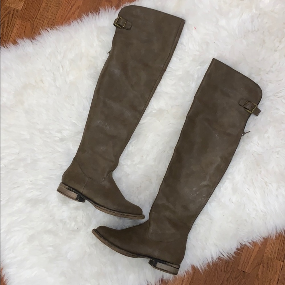 Faux Leather Over The Knee Boots